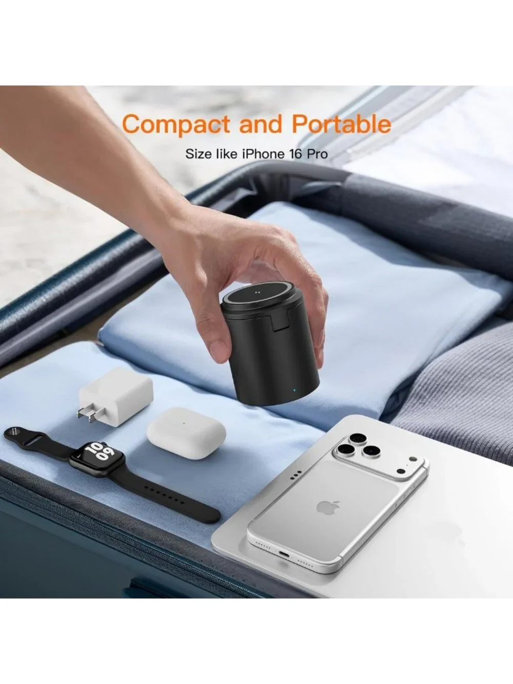 3-in-1 Foldable Magnetic Wireless Charger Stand for iPhone, Watch & AirPods